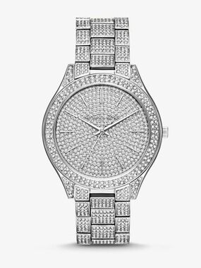 Micheal Kors Silver Pavé Crystal Bracelet Watch